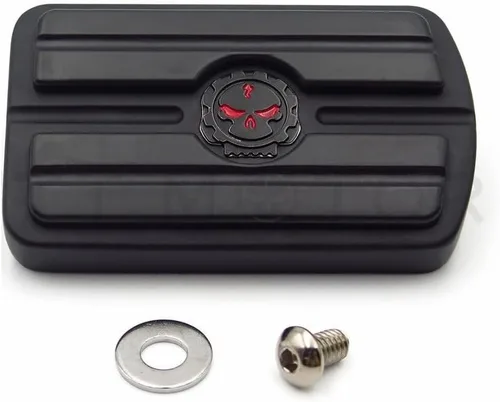 Vista 2 de CUBIERTA PEDAL DE FRENO TRASERO NEGRO SKULL Compatible con H-D Softail Dyna Electra Glide [P/N: MT216-052-BK (OLD)]