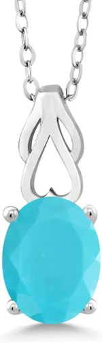 Vista 30 de Gem Stone King Collar de plata de ley 925 con piedra natal ovalada de 0.354 x 0.276 in Collar con colgante solitario para mujer Con cadena