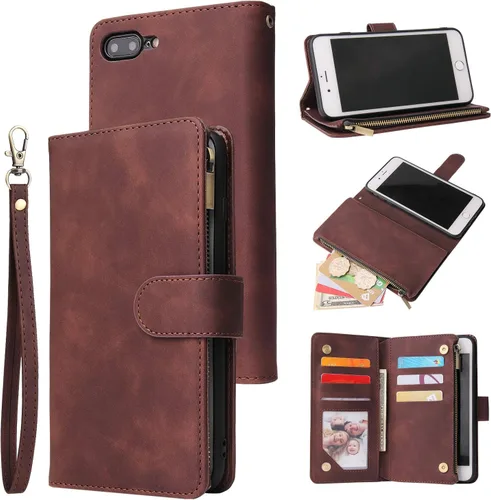 Vista 27 de UEEBAI - Cartera clásica de cuero sintético con cierre magnético, funda de iPhone con cierre