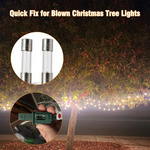 Vista 4 de 20 fusibles de vidrio de soplado rápido de 3A y 125 V, tubo de fusible de 0.17 x 0.78 pulgadas de repuesto para luces de árbol de Navidad, luces