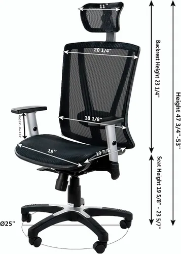 Vista 2 de Altura ergonómica ajustable, oficina en casa, malla, escritorio, soporte lumbar de computadora, alivio de espalda, cómoda silla transpirable, 52