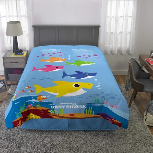 Vista 6 de Franco Kids Bedding Super Soft Microfiber Reversible Comforter, Twin/Full, Baby Shark