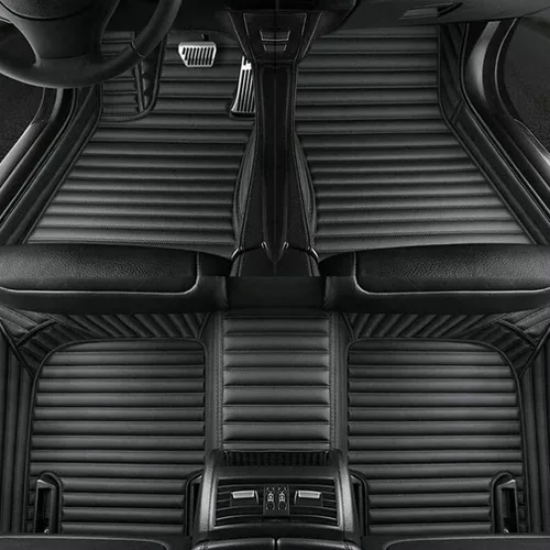 Vista 21 de Nuevas alfombrillas de coche personalizadas para Sedán, SUV, camioneta, alfombrillas de cuero para todo tipo de clima, Negro Alfombras para Carro