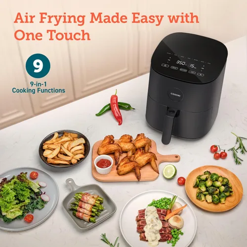 Vista 3 de COSORI Air Fryer Pro LE - Freidora de aire de 5 cuartos de galón, comidas rápidas y fáciles, hasta 450 ℉, silenciosa, 85% y hervidor eléctrico, olla