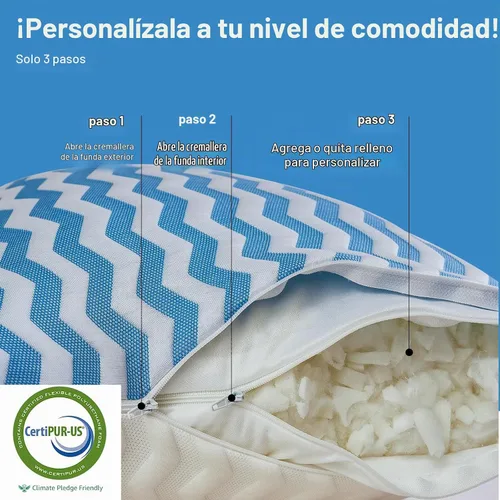 Vista 2 de Juego de 2 almohadas de tamaño estándar - Juego de 2 almohadas estándar - Almohada firme ajustable para dormir de espalda y de lado - Almohada