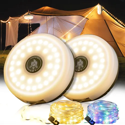Vista 10 de Sutaig Guirnalda de luces de campamento, 4 en 1, linterna de campamento al aire libre con 8 modos de iluminación (32.8 pies), recuperación rápida