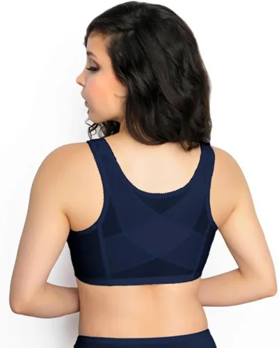 Vista 3 de Exquisite Form 5100565 FULLY - Brasier de soporte de espalda y postura sin cordón con cierre frontal, Negro, rosa beige, azul marino, nogal, blanco