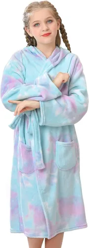 Vista 2 de V.&GRIN Bata de baño de forro polar con capucha para niñas de 3 a 14 años