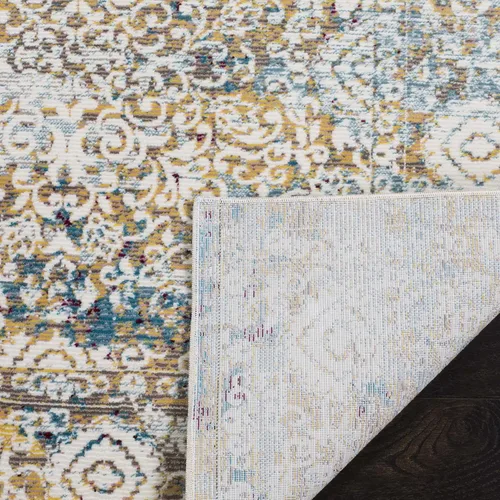 Vista 12 de SAFAVIEH Aria Collection - Alfombra de pasillo de 2 x 6 pies, color beige y azul, diseño bohemio chic envejecido, no desprende pelusa y de fácil