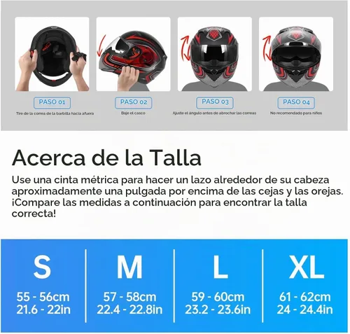 Vista 5 de DOT Approved Modular Flip-Up Dual Visor Motorcycle Full Face Helmet for Adults Men & Women with 2 Removable Visors (1 Clear + 1 Tinted)，Suitable for