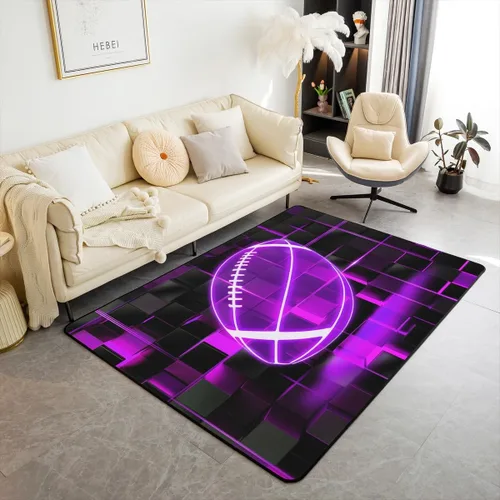 Vista 10 de Erosebridal Tapete de fútbol para interiores de 3 x 5 pulgadas, alfombra de fútbol neón para niños, adolescentes, hombres, brillantes, geométricas