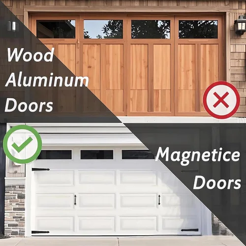 Vista 4 de Kit de accesorios decorativos magnéticos para puerta de garaje, 8 bisagras, 4 asas, acentos de carro para garaje de 2 autos, imanes fuertes