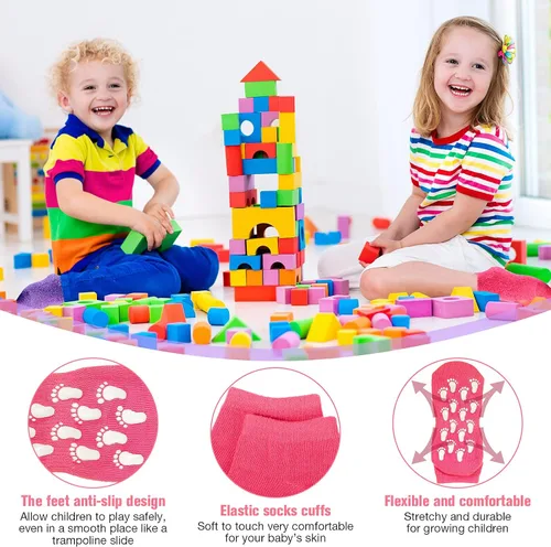 Vista 4 de 14 pares de calcetines antideslizantes para niños calcetines de agarre de tobillo para niños para pilates ballet entrenamiento descalzo pequeño