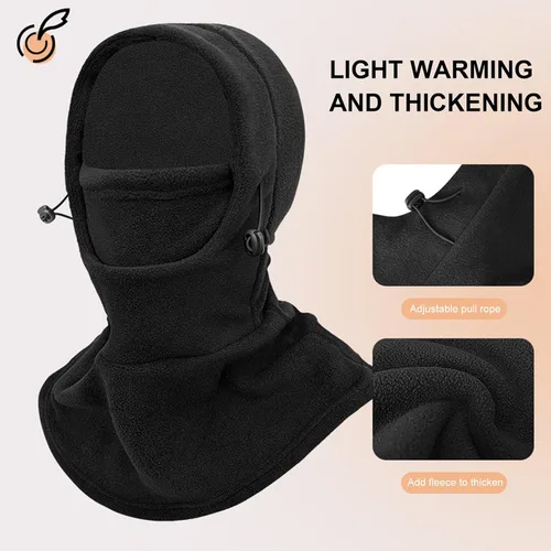 Vista 5 de Cycling Masque, Elastic Drawstring Winter Balaclava Full Face Cover, Waterproof Fleece Full Face Ski Cover, Warm