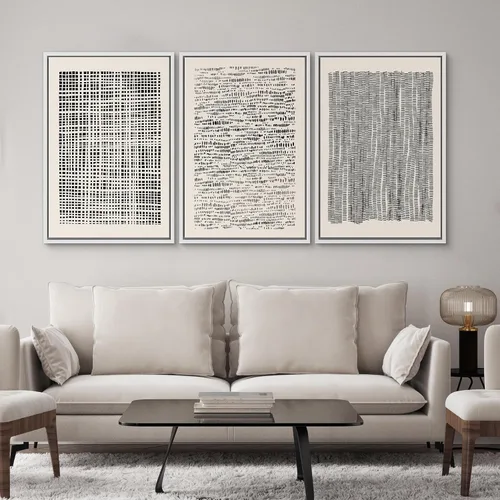 Vista 131 de SIGNWIN Lienzo enmarcado para pared, juego de arte neutro de bosque brumoso, ilustraciones en tono tierra, arte moderno, decorativo, bohemio