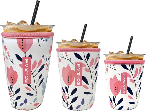 Vista 12 de Fundas de neopreno reutilizables aisladas para café helado, fundas para tazas de café helado, fundas para bebidas heladas y calientes