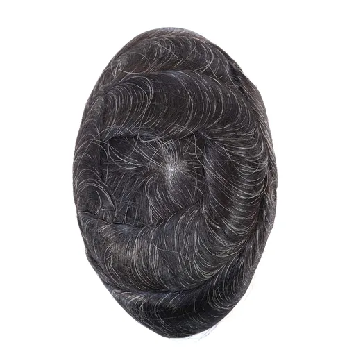 Vista 20 de Super Natural Mens Hair Piece 100 Cabello humano indetectable Mens Toupee Hair Systems Ultra Thin Skin V Looped Hair #10R WXL=8X10