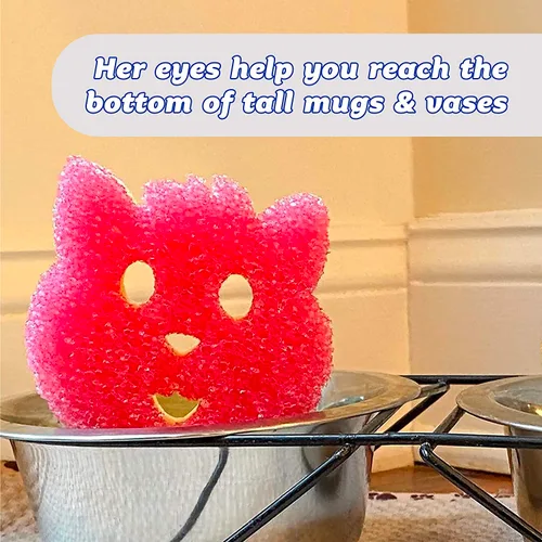 Vista 6 de Scrub Daddy Scrub Mommy Special Edition Pets Cat - Esponja multiusos para platos sin arañazos, sin BPA y fabricada con espuma de polímero, esponja
