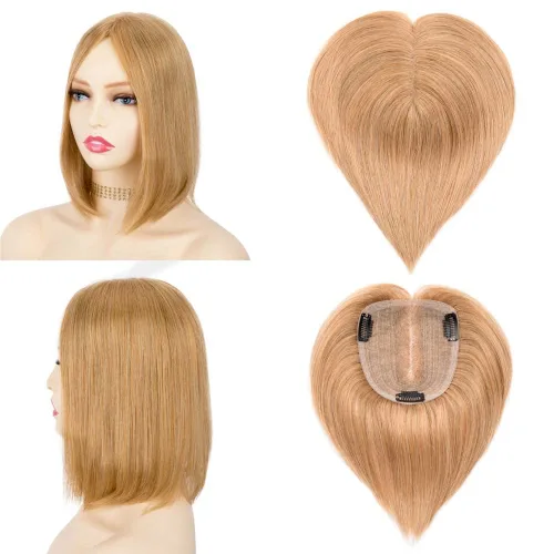 Vista 12 de originea Toppers de cabello humano 100% Remy con flequillo para mujer, base de seda, con clip, extensiones para adelgazar el cabello/cubierta