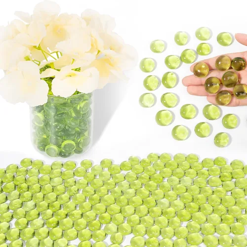 Vista 16 de Cuentas de vidrio para jarrones, cuentas decorativas de 0.97 libras, canicas planas para soporte de flores, manualidades, piedras de Mancala Blanco