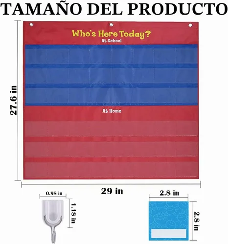 Vista 2 de Tabla de bolsillo de asistencia para preescolar que está aquí hoy