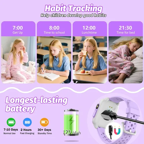 Vista 7 de Reloj para Niños con 140 Modos Deportivos, Rastreador de Fitness para Niños de 1.5", Reloj Inteligente para Niñas, No Requiere APPTeléfono, Monitor