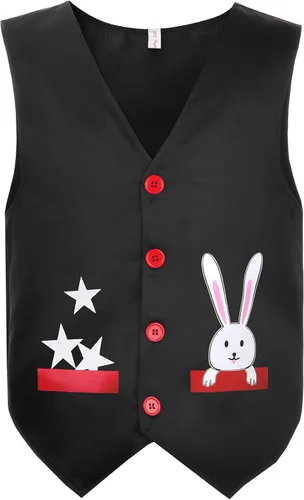 Vista 2 de ReliBeauty Disfraz de mago para niños con sombrero y guantes