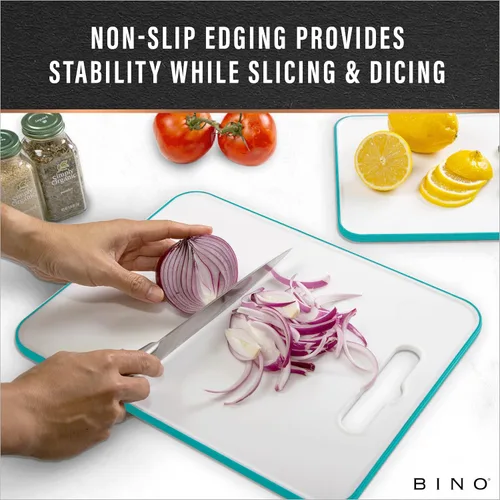 Vista 8 de BINO Tabla de cortar – Tablas de cortar de 2 piezas Plástico sin BPA, duradero, gran superficie, multiuso, de doble cara, apto para lavavajillas