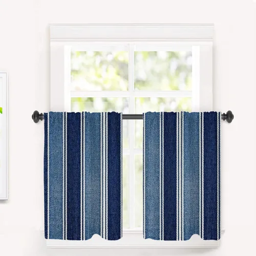Vista 122 de Cortinas opacas de poliéster multicapa para cafetería, con diseño de diamantes, 2 unidades, 26 x 24 pulgadas