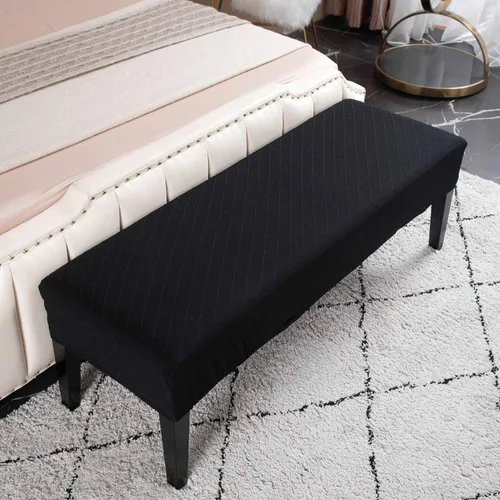Vista 3 de Fundas de banco de comedor de jacquard tapizado de elastano elástico, funda de banco de alta elasticidad, protectores de banco extraíbles y lavables
