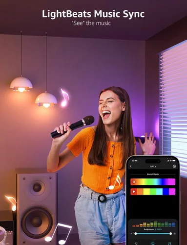 Vista 7 de Lepro Bombillas inteligentes B1 AI – WiFi y Bluetooth RGBWW Bombilla LED que cambia de color funciona con Alexa y Google Assistant, diseñador