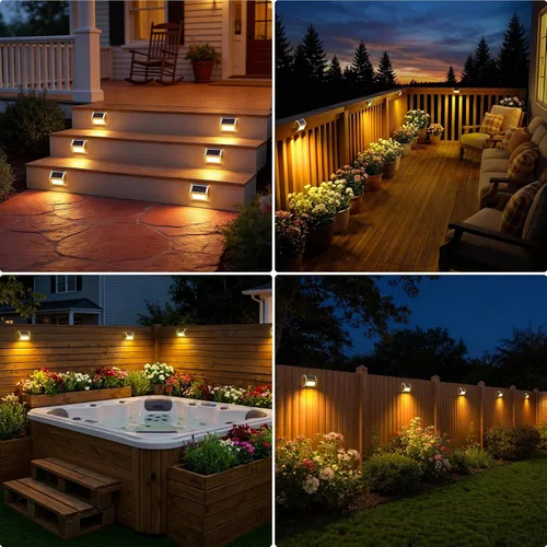 Vista 2 de JSOT - Luces solares de exteriores para terraza, impermeable, funciona con energía solar, luz led inalámbrica para pasarela, patio, escaleras