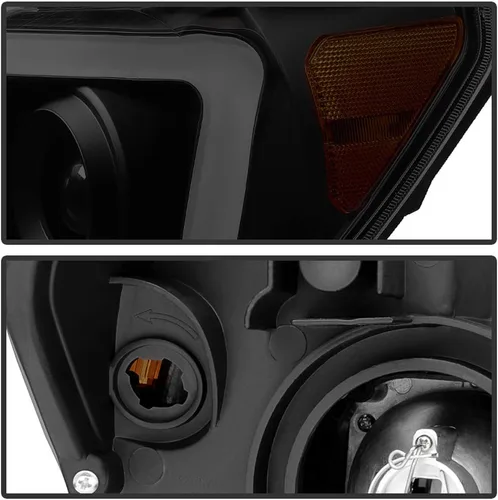 Vista 5 de ACANII - Faros delanteros para Toyota Tundra 2007-2013 con tubo LED ahumado negro estilo de mejora, juego de faros delanteros izquierdo y derecho