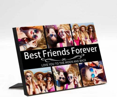 Vista 10 de M YESCUSTOM Marco de fotos personalizado con texto de amigos, marco de fotos de amistad para mejores amigos, panel de fotos Fover con pantalla
