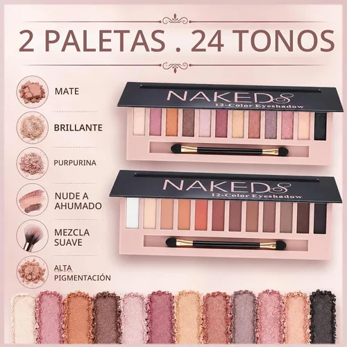Vista 5 de Paquete de 2 paletas de sombra de ojos de 12 colores, maquillaje de sombra