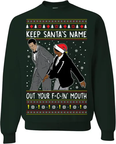 Vista 61 de wild custom apparel Suéter feo de Navidad a la moda más reciente de la colección 3 sudadera de cuello redondo Negro