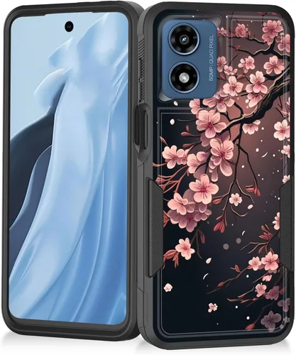 Vista 82 de Funda para Moto G Play 4G 2024, resistente de doble capa híbrida de policarbonato duro, goma suave, a prueba de golpes, funda protectora resistente