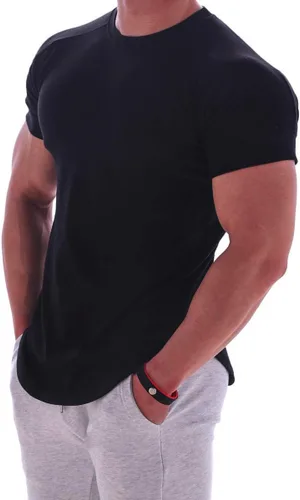 Vista 2 de Camiseta de manga corta para hombre, de algodón, ligera, para entrenamiento, gimnasio, T24