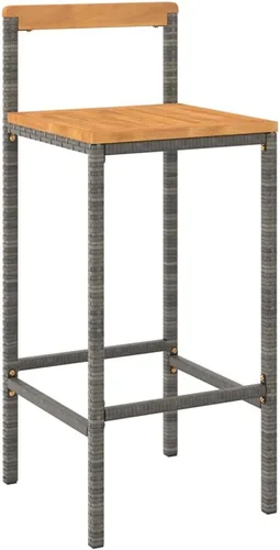 Vista 4 de Ensemble de Bar de Jardin 3 Pièces Gris avec Table et Tabourets, Résistant aux Intempéries en Rotin PE et Acier Laqué, Design Moderne Pour Terrasse