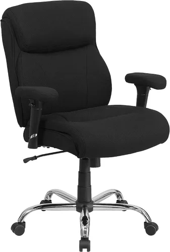 Vista 4 de Flash Furniture HERCULES Series Big & Tall - Silla de oficina ergonómica de tela negra de 400 libras con costuras de línea y brazos ajustables