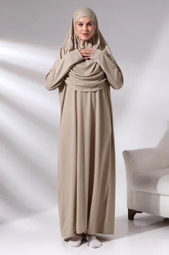 Vista 2 de ihvan online Vestidos musulmanes para mujer, vestido de oración de una pieza, alfombra de oración y cuentas, juego de regalo islámico para Eid