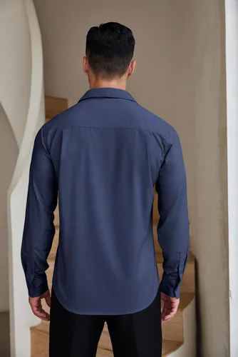 Vista 4 de COOFANDY Camisas de vestir de manga larga para hombre, ajuste regular, camisa casual con botones