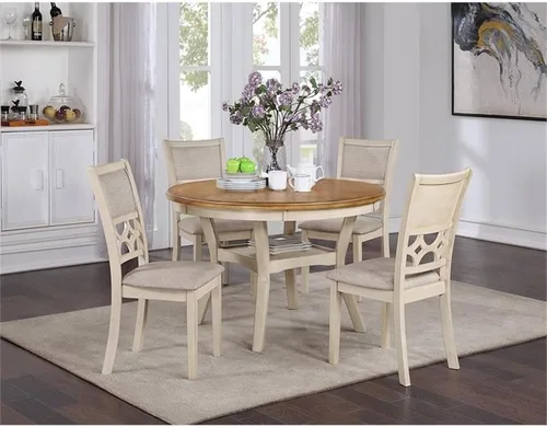 Vista 2 de New Classic Furniture Mitchell - Mesa de comedor, color beige y marrón