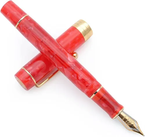 Vista 5 de JINHAO 100 - Pluma estilográfica con convertidor de tinta (punta media, 0.028 in, rojo cereza)