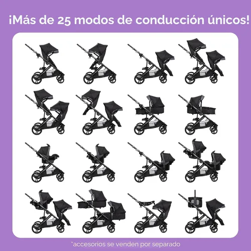Vista 4 de Baby Trend Morph Cochecito Modular de Individual a Doble, Dash Black