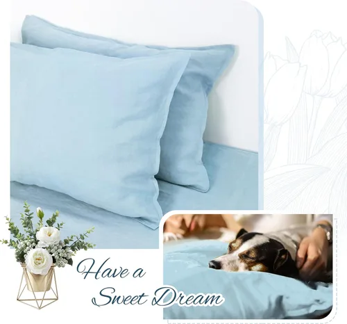 Vista 7 de Linen World - Juego de 2 fundas de almohada de lino francés, fundas de almohada que absorben la humedad lavadas a la piedra