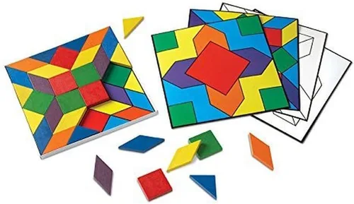 Vista 3 de Learning Resources Bloques de parquetería y 20 tarjetas de patrón, juego de 53 piezas, a partir de 4 años