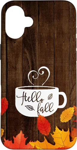 Vista 22 de Hello Fall - Taza de café para iPhone 16, diseño de hojas de otoño