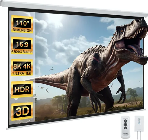 Vista 12 de YODOLLA Pantalla de proyector Motorizada Auto Pull Down Pantallas (150 '' 16:9 Negro)