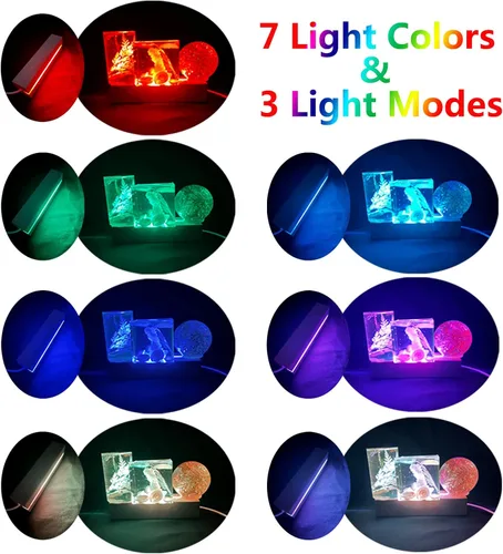 Vista 2 de 2 pedestales rectangulares de 6 pulgadas, base de exhibición de luces LED rectangulares coloridas, soporte de base iluminado de madera